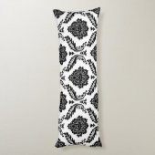 Coussins Longs Rococo Damask Lg Pattern Black on White (Dos (Vertical))