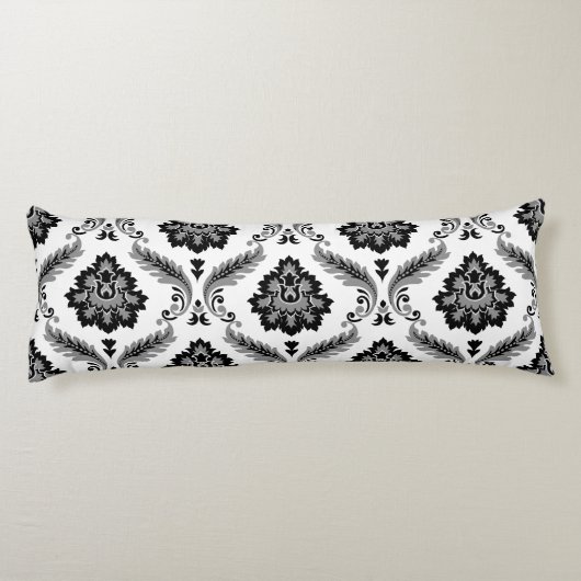 Coussins Longs Rococo Damask Lg Pattern Grey Black White (Dos)
