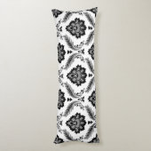Coussins Longs Rococo Damask Lg Pattern Grey Black White (Dos (Vertical))