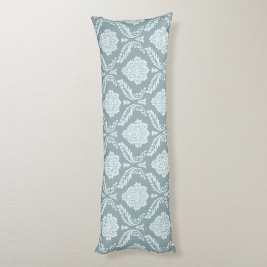 Coussins Longs Rococo Damask Pattern Duck Egg Blue+Teal (Dos (Vertical))