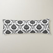 Coussins Longs Rococo Damask Pattern Grey Black White (Dos)