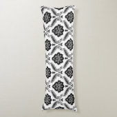 Coussins Longs Rococo Damask Pattern Grey Black White (Devant (Vertical))