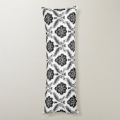 Coussins Longs Rococo Damask Pattern Grey Black White (Dos (Vertical))