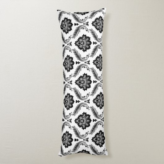 Coussins Longs Rococo Damask Pattern Grey Black White (Dos (Vertical))