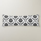 Coussins Longs Rococo Damask Pattern Grey Black White (Devant)