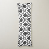 Coussins Longs Rococo Damassé Rpt Motif Noir sur Blanc (Dos (Vertical))