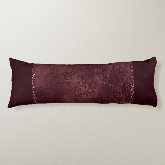Coussins Longs Romance Vin De Minuit | Dark Satiny Grunge Damask (Devant)