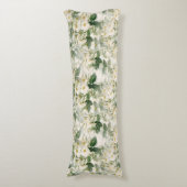Coussins Longs Romantique Fleurs blanches douces et Feuilles vert (Devant (Vertical))