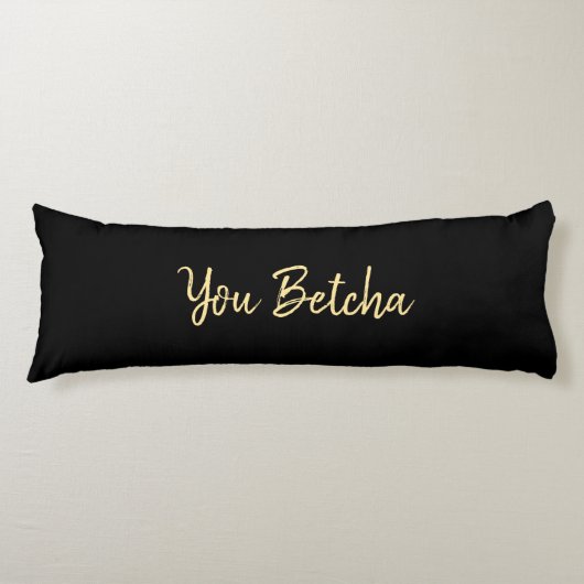 Coussins Longs Romantique You Betcha Noir avec script or (Devant)