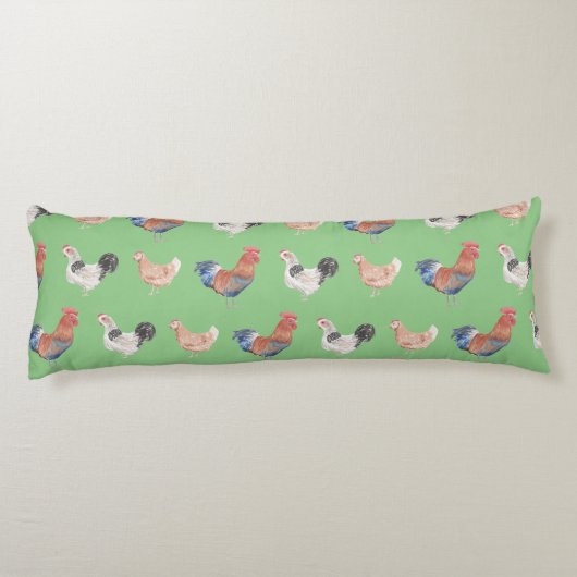 Coussins Longs Rooster With Chickens (Dos)
