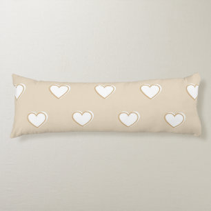 Coussins Longs Rose blanc Beige mignon Motif de coeur simple