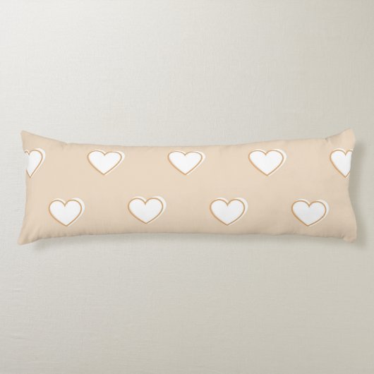 Coussins Longs Rose blanc Beige mignon Motif de coeur simple (Devant)