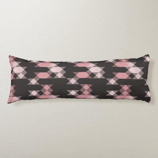 Coussins Longs rose blanc et gris géométrique (Devant)