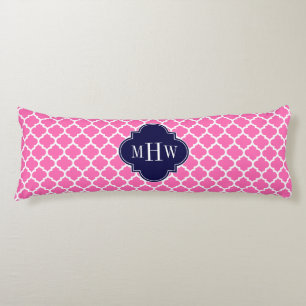 Coussins Longs Rose Chaud #2 Blanc Marocain #5 Navy 3 Monogramme
