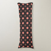 Coussins Longs Rose corail et pois roses sur marron (Devant (Vertical))