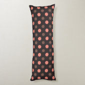 Coussins Longs Rose corail et pois roses sur marron (Dos (Vertical))