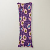 Coussins Longs Rose de chien et papillons en rose et violet (Devant (Vertical))