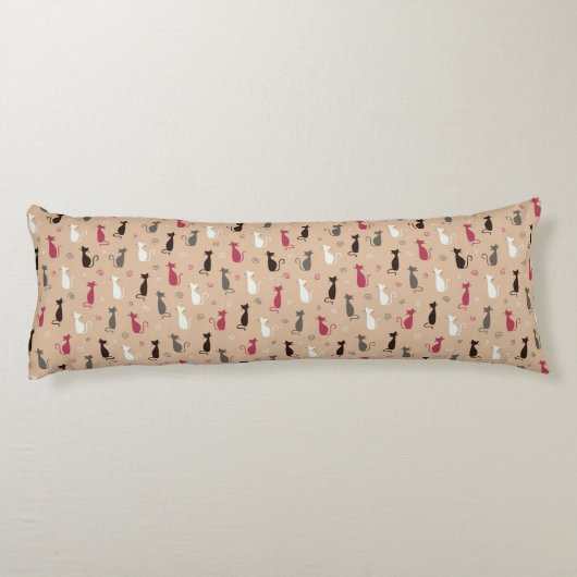 Coussins Longs rose de motif de chats (Dos)