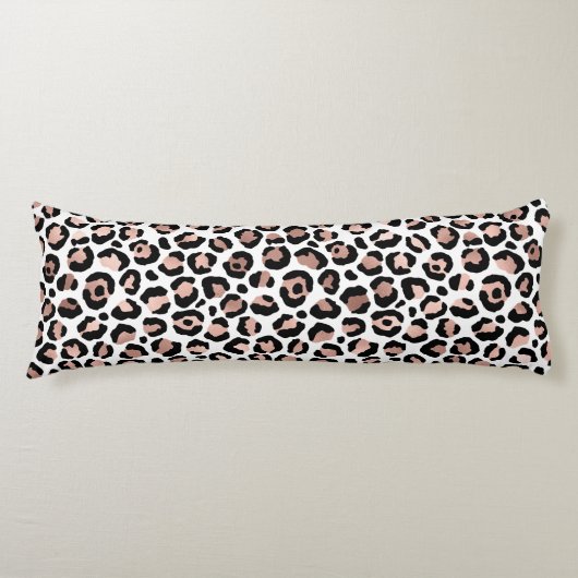 Coussins Longs Rose Gold impression léopard noir guépard tendance (Devant)