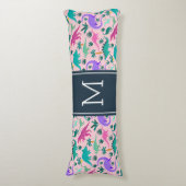Coussins Longs Rose | Joli Motif Dinosaure coloré Monogramme enfa (Devant (Vertical))