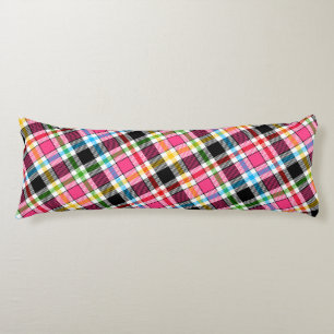 Coussins Longs Rose Noir Multicolore Flanelle Carreaux Tartan