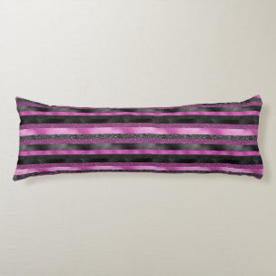 Coussins Longs Rose noir pailleté chic Rayure Glam