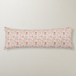 Coussins Longs Rose Pâle Pêche Fleur Sauvage