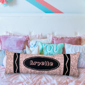 Coussins Longs Rose Parties scintillant or Crayon Nom personnalis