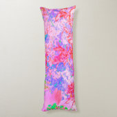 Coussins Longs Rose pastel et rouge avec paysage d'hydrangea bleu (Dos (Vertical))