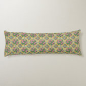 Coussins Longs Rose sur Carrelage jaune (Dos)