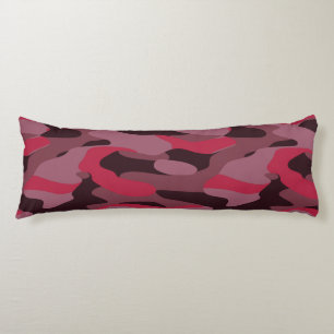 Coussins Longs Rose vif et camouflage Bourgogne