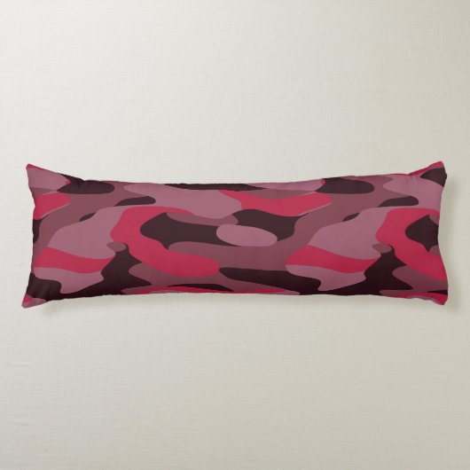 Coussins Longs Rose vif et camouflage Bourgogne (Devant)