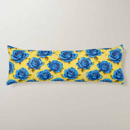 Coussins Longs Roses bleues 3d (Devant)