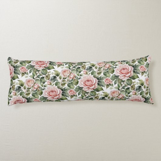 Coussins Longs Roses roses et Feuilles d'âge classiques (Dos)