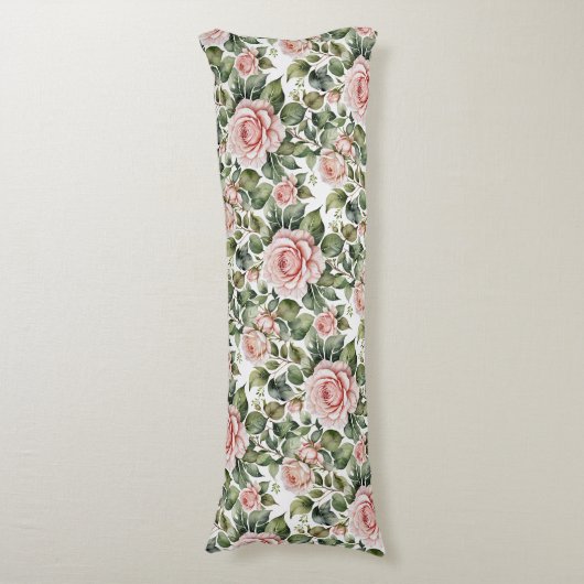 Coussins Longs Roses roses et Feuilles d'âge classiques (Devant (Vertical))