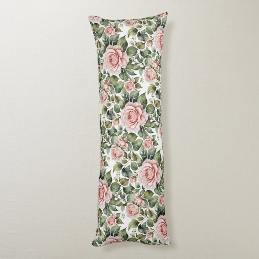 Coussins Longs Roses roses et Feuilles d'âge classiques (Dos (Vertical))