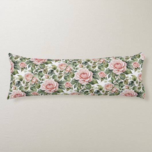 Coussins Longs Roses roses et Feuilles d'âge classiques (Devant)