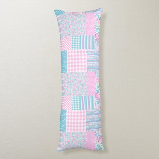 Coussins Longs Roses roses roses Faux Patchwork Grand Oreiller Co (Dos (Vertical))