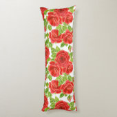 Coussins Longs Roses rouges aquarelle transparente motif (Dos (Vertical))