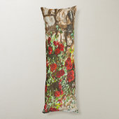 Coussins Longs Roses rouges contre un mur de pierre (Dos (Vertical))