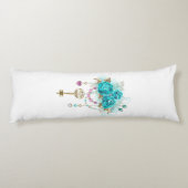Coussins Longs Roses Turquoise avec Clés (Dos)