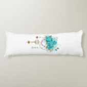 Coussins Longs Roses Turquoise avec Clés (Devant)