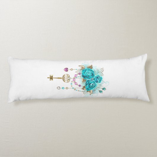 Coussins Longs Roses turquoise avec touches (Dos)