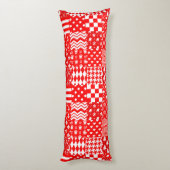 Coussins Longs Rouge blanc Mixte Motif Patchwork Design (Dos (Vertical))