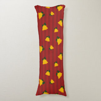 Coussins Longs Rouge de Fête Rayure Or Cloche de Noël