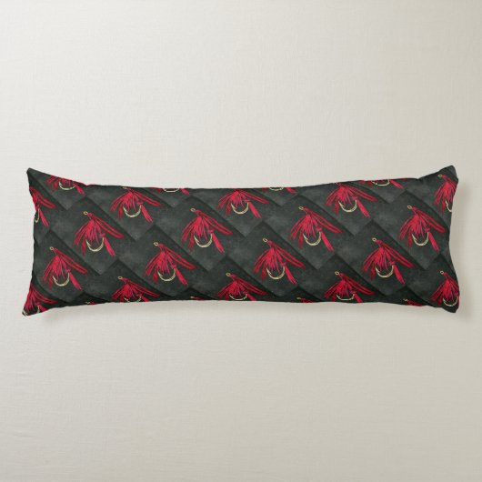Coussins Longs Rouge et noir Ibis classique truite mouillée (Devant)