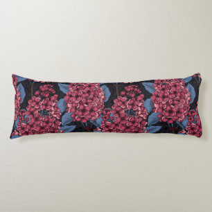 Coussins Longs Rouge lilas sur bleu foncé