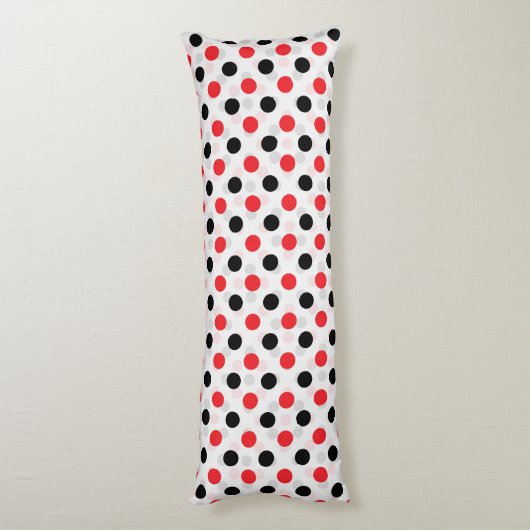 Coussins Longs Rouge noir Pois Textile Motif Design (Dos (Vertical))