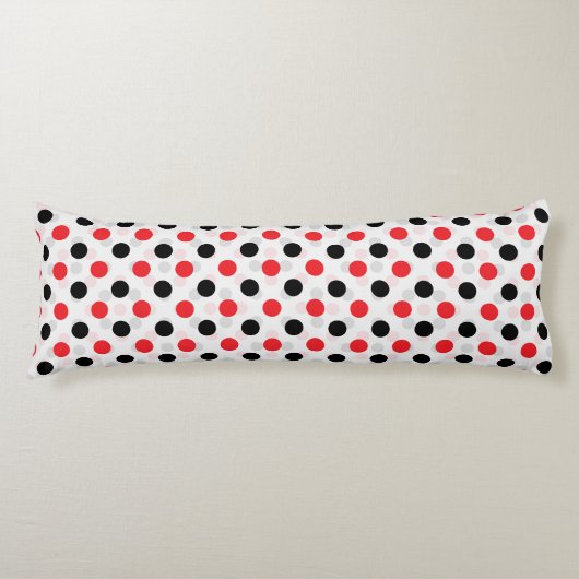 Coussins Longs Rouge noir Pois Textile Motif Design (Devant)