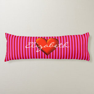 Coussins Longs Rouge Rose Chaud Rayure Rouge Métallisé Monogramme
